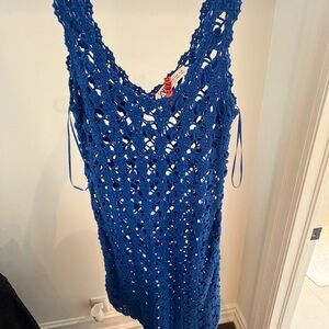 Blue Crochet Sleeveless Dress